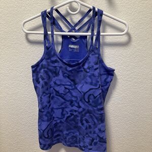 Marmot Vogue Active Tank Top Womens Sz Small Athletic Built In Bra Blue Strappy